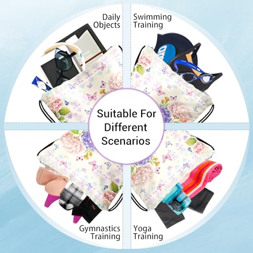 Image of Flower Butterfly Grip Bag for Gymnast Drawstring Athlete Bag for Sport Dance