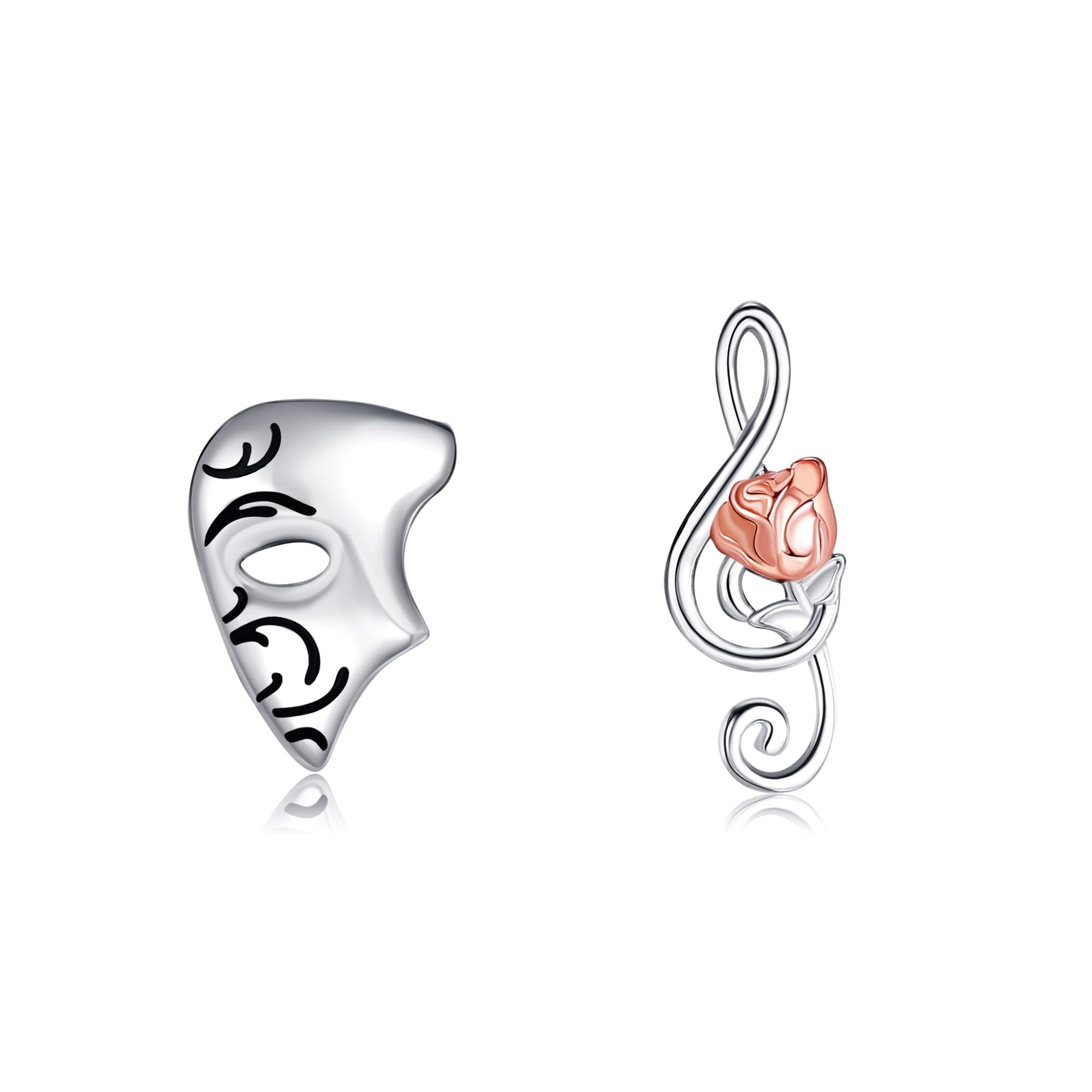 URONE Orecchini Fantasma Dell'Opera In Argento 925 – Maschera E Note Musicali, Gioiello Romantico Per Appassionati Di Teatro, Confezione Regalo - 4