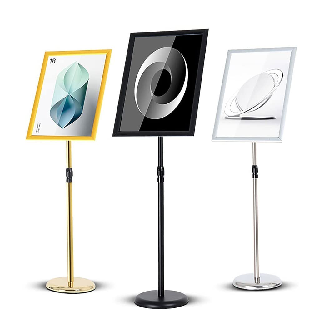 Soporte de Suelo para Carteles con Base, Soporte de Pedestal Resistente para Carteles publicitarios, Soporte para menús de Negocios para Colocar en el Suelo, Permite la visualiz, Black-A4