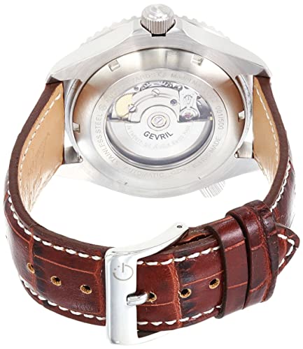 Gevril 48806-2 Men's Hudson Yards Automatic Watch, Genuine Handmade Brown Italian Leather Strap3