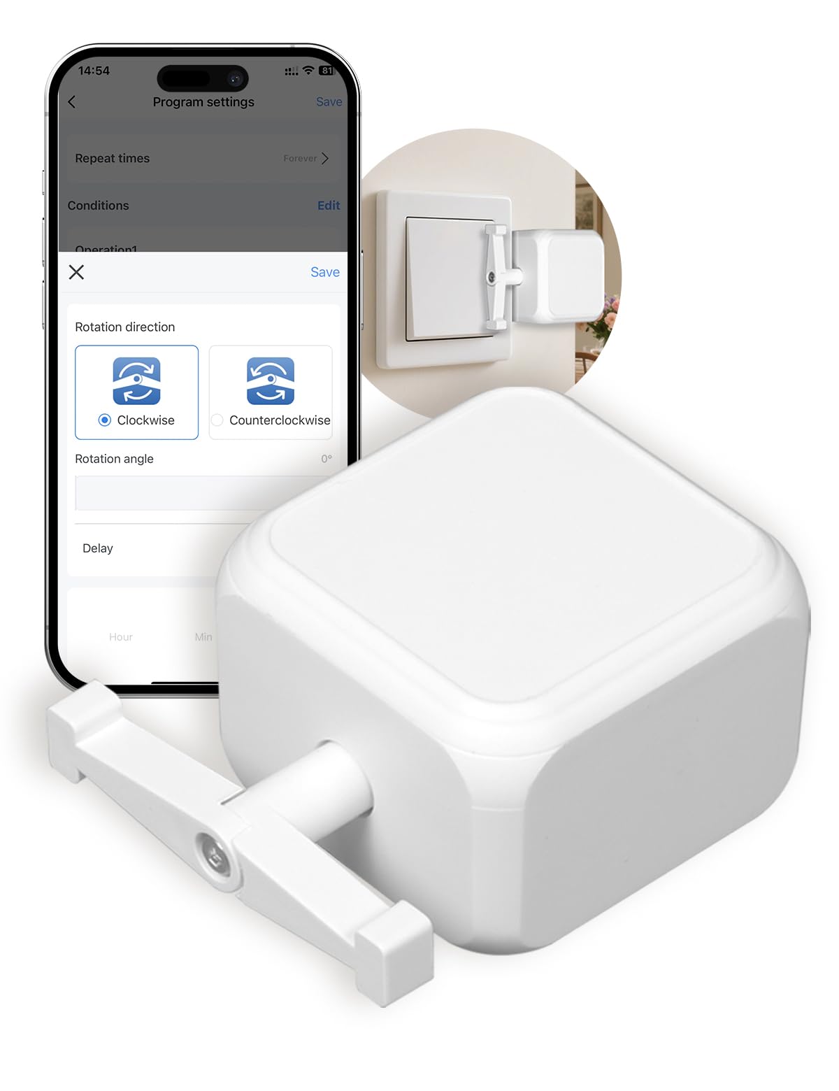 MOES MOES Fingerbot Smart Wippschalter 3. Generation Timersteuerung, Toggle-Smart Button Pusher kompatibel mit Alexa & Google Home,Smart Life/MOES/Tuya App (BLE-Hub erforderlich)