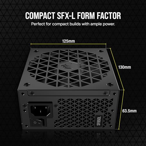 Image of Corsair SF850L Fully Modular Low-Noise SFX Power Supply - ATX 3.1 & PCIe 5.1 Compliant - Quiet 120mm PWM Fan - 80 Plus Gold Efficiency - Zero RPM Mode - 105C-Rated Capacitors - Black