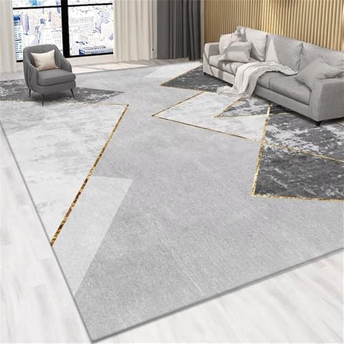 Tapis route gris 120x180 moderne géométrique antidérapant salle à manger