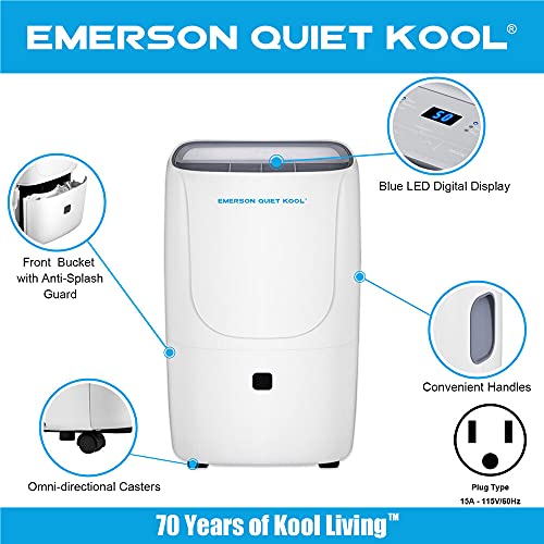 Emerson Quiet Kool 50 Pint Smart Dehumidifier With Built-In Vertical Pump, Wi-Fi, Voice Control, And 24-Hour Time, Ideal For Bathrooms, Basements, And Bedrooms #TOP3