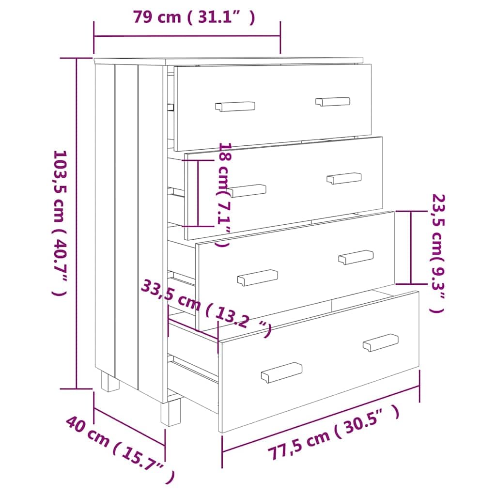 Hothingwell Kredens z litego drewna sosna 79x40x103,5 cm