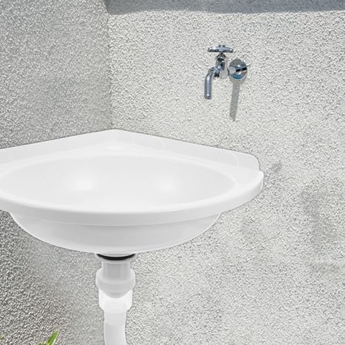 Lavabo esquinero triangular para baños pequeños sin espacio en el suelo 8