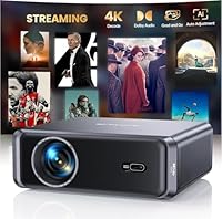 Proiettore 4K [Compatibile con Netflix]1000ANSI Auto Focus/Keystone Proiettore 4k smart tv, WiFi6 Two-way Bluetooth5.3 Videoproiettore Portatile 1080p nativo con HDMI ARC/CEC Home Cinema/Esterno Nero