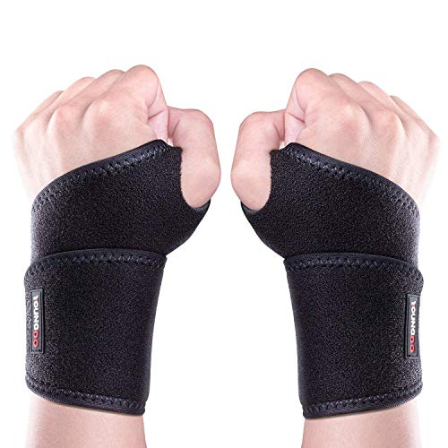 YOUNGDO Sports Wrist Brace, 7-11” Adjustable Wrist Support Wraps Thumb Loops Men & Women, Ideal Tennis Basketball Badminton Volleyball Cycling Gym Fitness (1 Pair) (7