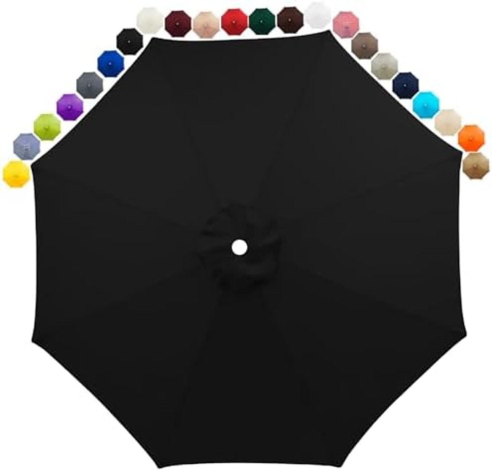 8 Ribs Replacement Parasol Canopy, 2m 2.3m 2.5m 2.7m 3m 3.5m Parasol Replacement Cover,Black,2.7 M_CANOPY ONLY