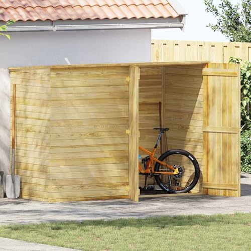 Armario de jardín para exteriores, tienda de campaña, 232 x 110 x 170 cm, madera de pino impregnada para herramientas de jardín