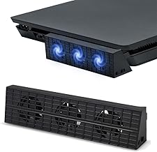 Hilitand Auto Cooling Fan for PS4 Slim, Intelligent Automatic Temperature Sensor Controlled Radiator External USB Cooler 3 Fan Low Noise for PS4 Slim Gaming Console