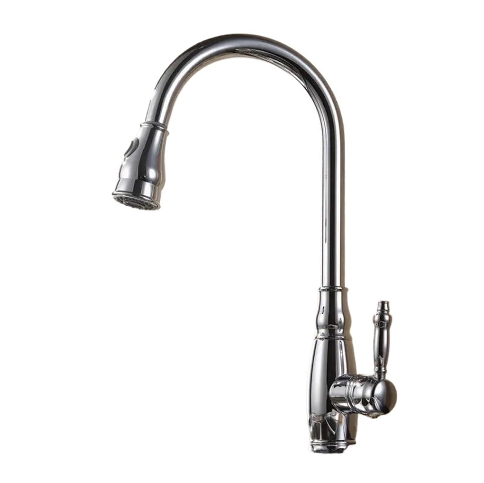 Grifo de lavabo extraíble de latón macizo cromado y diseño de cuello de cisne