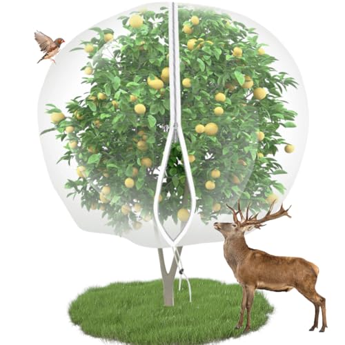 10'x10' Large Fruit Tree Netting Cover for Squirrels and Birds with Zipper, Fruit Tree Covers to Protect Fruit from for Fruit Trees (White)
