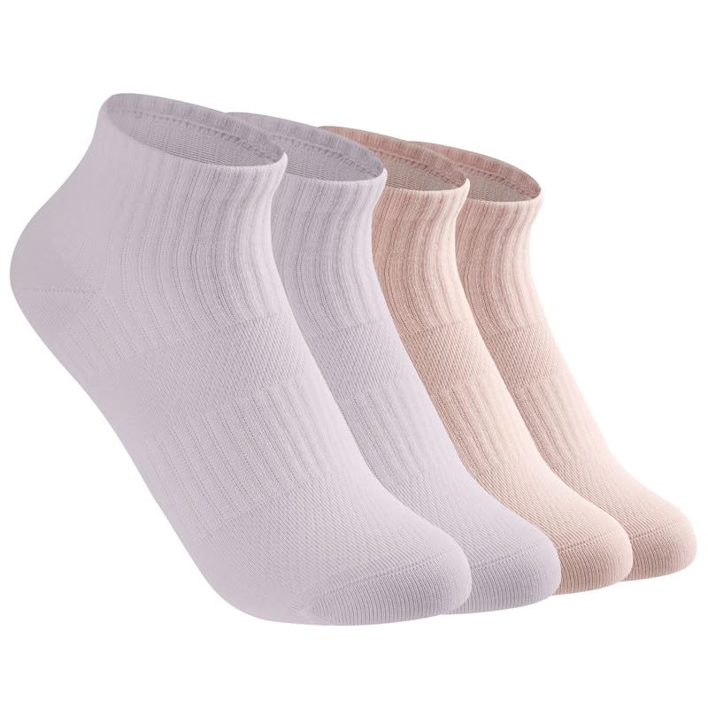2 Pairs Soft Thin 100% Cotton Ankle Socks for Women with Aloe Vera Infused Moisturizing, Seamless Toe Design, Non-Slip Fit, Reinforced Heel for Running Hiking Daily & Casual Wear Size 6-9
