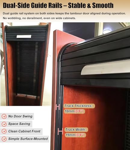 Kit de puerta corredera de alta gama con asa ergonómica y rieles guía de precisión 3