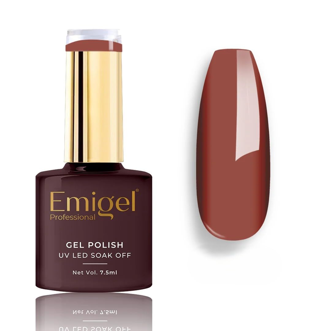 Emigel Professional Gel Polish deep brick-red- 033 Cured With UV LED Lamp | Super Glossy Finish | Quick UV Drying Gel Polish (7.5ml)-image-29