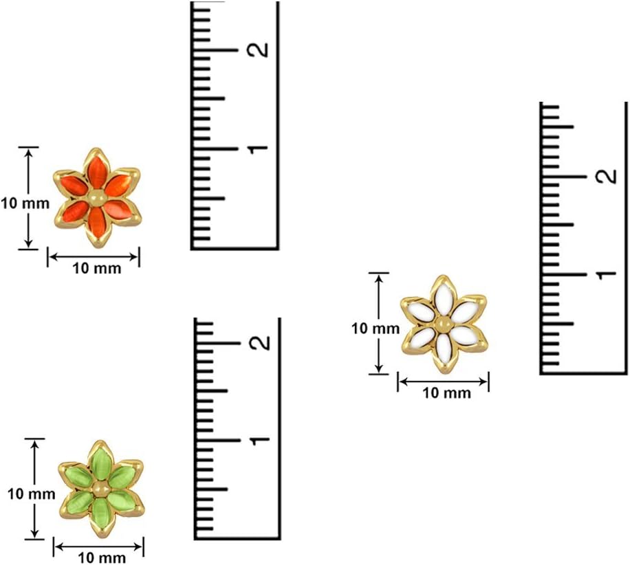 Mahi Women's Combo Of Republic Day Tricolour Floral Gold Plated Stud Earrings