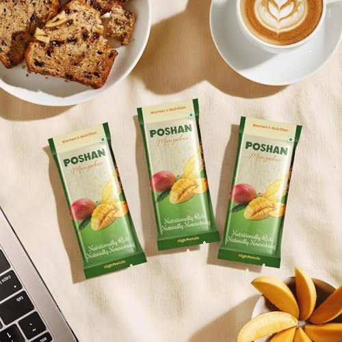 Image of POSHAN Women's Nutrition Mango Protein Bar, 40 g | 8g Protein with 4G Fiber |No Added Sugar, 100% Vegetarian & Gluten-Free| Made with Dates, Ragi and Superfoods|No Trans Fat |Pack of 3