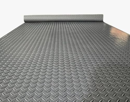 ChoyClit ガレージフロアマット、滑り止めゴムシート、ゴム、厚さ1.5mm、100 * 500cm、トラックの貨物エリア、倉庫、ガレージ、ジム、工場、断熱材に適しています (500cm*100cm*1.5mm,グレー ( 柳の葉紋))