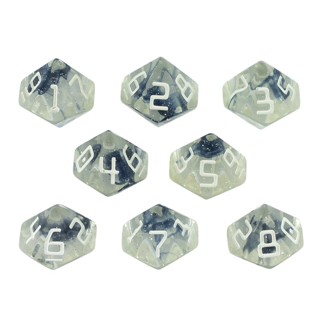 Starfarer Sci-Fi D10 Dice - 'Polaris' - Transparent with Blue Swirls - Image 2