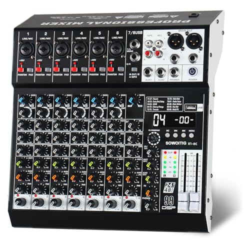 Audio-Mixer 8-Kanal Professionelles Soundmischpult mit...