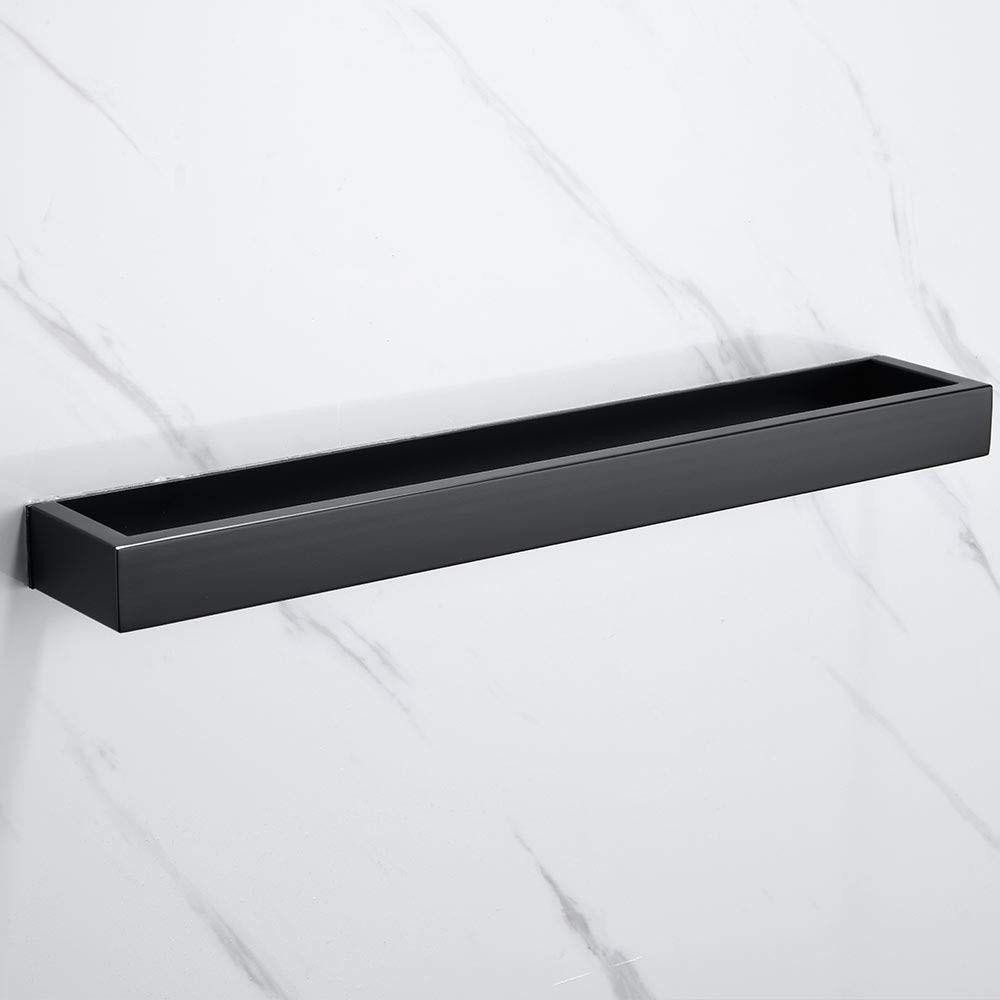 Melairy 40cm/16inch 304 Stainless Steel Towel Rail Self Adhesive Black Finish Bathroom Towel Bar Rack Towel Holder Without Drilling
