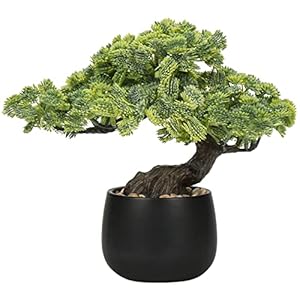 Artificial Bonsai Tree Juniper Faux Plants Indoor Fake Plants Decor with Black Ceramic Pots for Home Table Office Desk Bathroom Shelf Bedroom Living Room Farmhouse Decorations