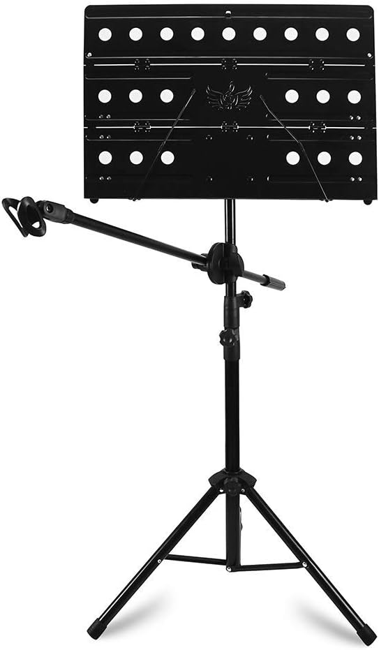 GUOHONG Professional Sheet Music Stand๏ผFolding Sheet Music Stand๏ผPortable Orchestra Music Stand ๏ผCollapsible Travel Metal Music Stand With Carrying Bag (Black)