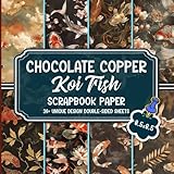 chocolate copper koi fish scrapbook paper: 36 sheets of premium 85x85 inch decorative paper for mixed media, collage, and decoupage