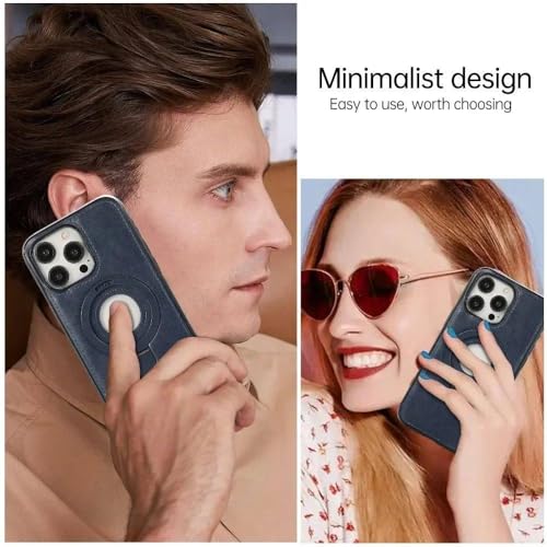 Étui iPhone 13 Pro Max ENILSA en cuir bleu avec support