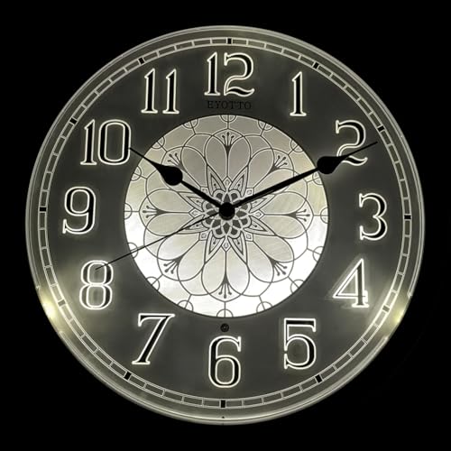 eYotto 12inch Leuchtende Stille Wanduhr mit Einstellbarer...