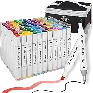 STATIONERY ISLAND Alcohol Markers 120 Colours Marker Pens for Adults & Kid, Dual Tips Art Manga Marker Pen Set for Artists and Beginners Drawing,Design,Graffiti,Highlighting, Underlining