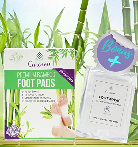 Premium Foot Pads not detoxing |Pack of 20 Natural Patches for Immunity, Better Sleep, Stress and Pain Relief | Mini Reflexology Chart and Bonus Foot Peeling Mask Included | FDA Certified