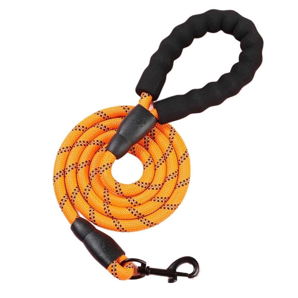 Longe pour chien orange de 2m en nylon réfléchissant pour la promenade