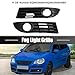 2 Pcs Left and Right Fog Light Mesh Grille Compatible for VW Polo 9N3 2005-2009 No.6Q0853666H/6Q0853666H9B9 ABS Black