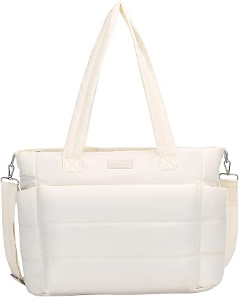 Barabum Tote Bag for Women with Long Strap, Lightweight Puffy Tote Bag with Compartments Quilted Shoulder Bag Handbag
