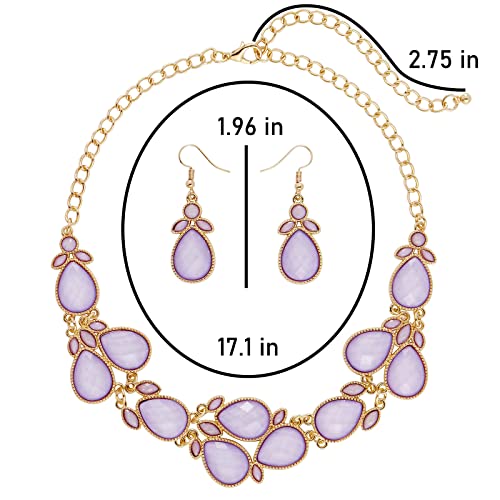 Firstmeet Shiny Resin Water Drop Collar Necklace with Earrings(XL-1100-Lilac Purple) by Firstmeet - Used condition - Image 7