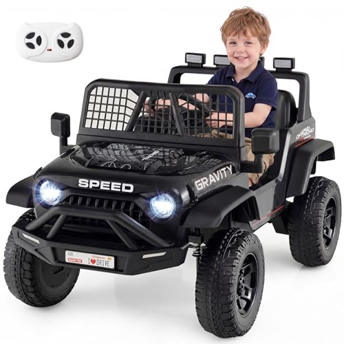 RELAX4LIFE Voiture Électrique pour Enfants 24V, Buggy Tout-Terrain avec 2 Moteurs et Télécommande, Suspension à 4 Roues, Klaxon & Musique, 1,6-4,1km/h,...