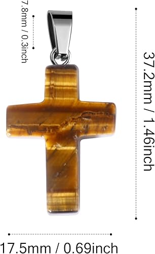 Miniatura 9 de Cadikez 12PCS Natural Stone Cross Pendant, Healing Crystal Quartz Chakra Reiki Gemstone Pendants Charms Bulk for DIY Necklace Jewelry Making