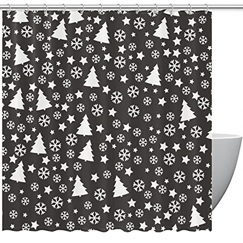 Rideau de douche de Noël grand format avec 12 crochets de baignoire