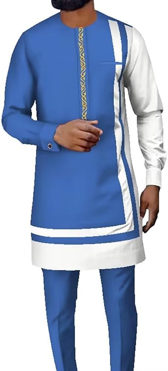 African Men Clothing Dashik Suits 2 Piece Set African Top and Pant Long Sleeve African Nigerian Mens Outfits Slim Fits