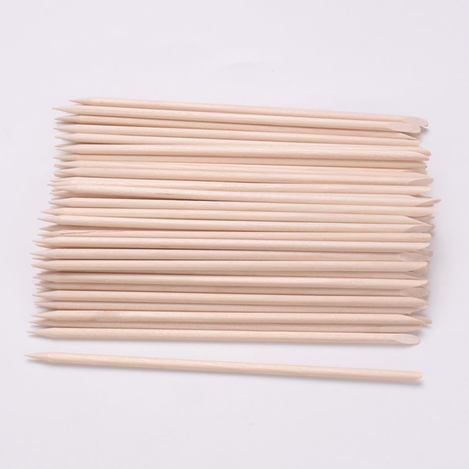 200Pcs Double End Wooden Manicure Pusher Sticks 15cm for Nail Care