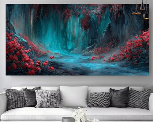 Diamond painting XXL fleur 100x200cm, kit broderie diamant 5D complet pour adultes