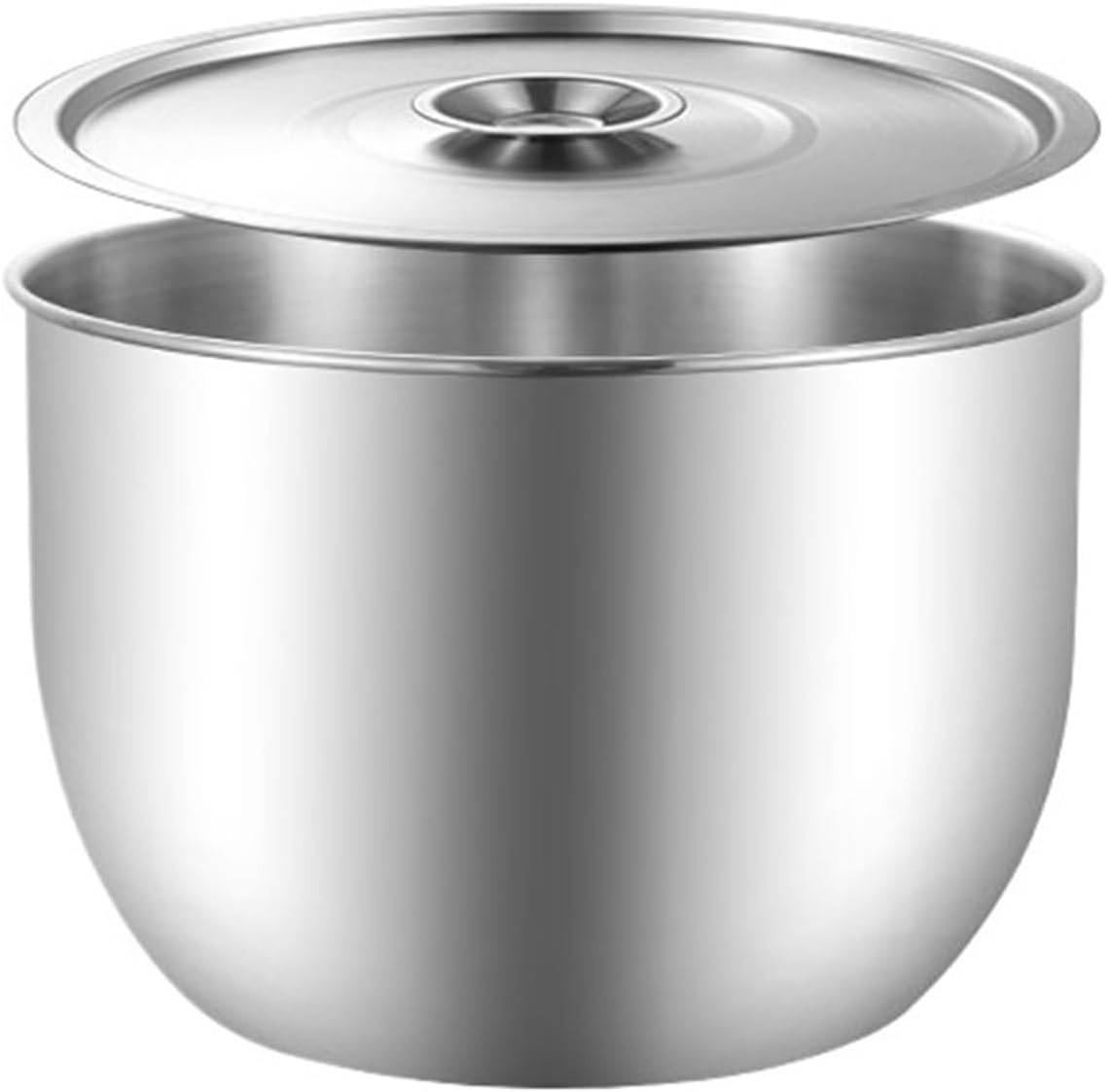 Stainless Steel Mixing Bowl 2 Pcs Kitchen Stainless Steel Egg Beater Basin Fruit Salad Stirring Seasoning Bowl with Lid Food Storage Container(19CM)