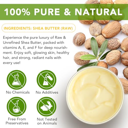 Sheabutter Bio, Feuchtigkeitsspendend, Nicht Fettend, Ihre Haut und Haare werden nie Wieder Trocken Sein, Sheabutter für Körper, Gesicht und Haare – 7,8 oz