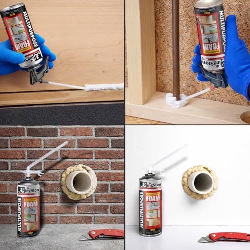 Image of Kingston DIY PU Foam Sealant Spray White 450 ml- Multipurpose Wall Gap Filling, Crack & Hole Repair, Insulation, Sealing Expandable Waterproof Foam Spray for Doors, Windows, PVC Pipe & AC Ducts (1 Pc)