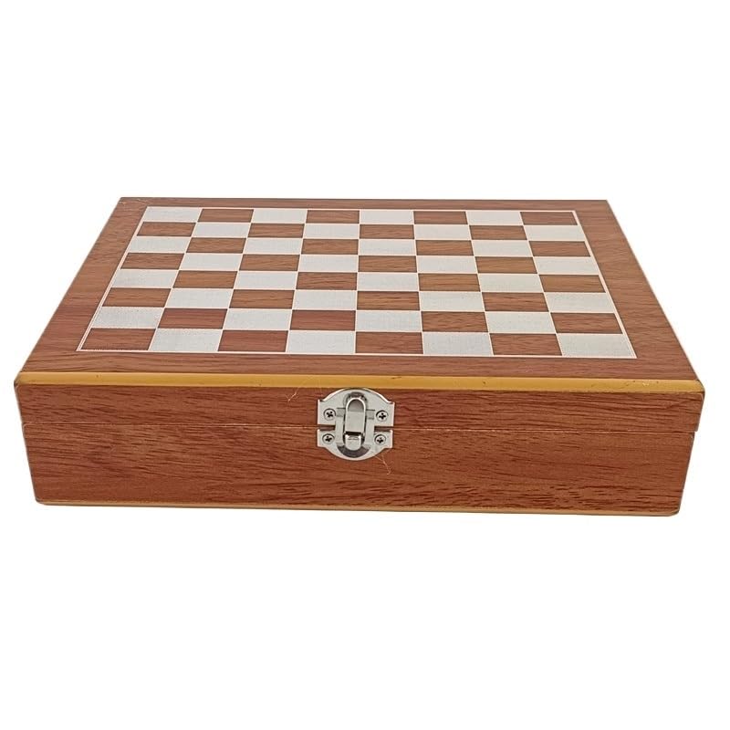schachspiel 3-in-1-Schachspiel aus Holz, faltbar, for unterwegs, Brettspiele-Set for Kinder und Erwachsene, Schach, Domino, Karten-Set