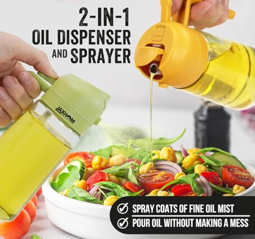 Image of JAXHOM Glass Oil Sprayer and Dispenser Bottle, 500ml Capacity, 2-in-1 Design (Orange)