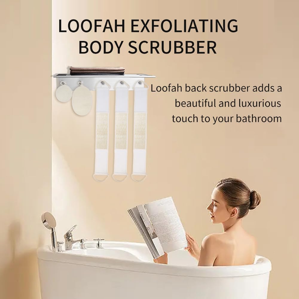 Esponja exfoliante corporal de lufa natural (paquete de 4), almohadilla facial de lufa natural para baño y ducha, para mujeres y hombres, fabricada con almohadillas de lufa ecológicas y
