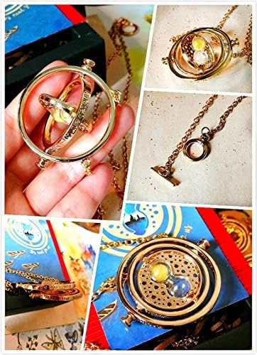 SUNNEE Gold Plated Time Turner Necklace for Harry Potter Fans Gifts Collection or Decorations Magical Cosplay Costume Jewelry Gift (gold)